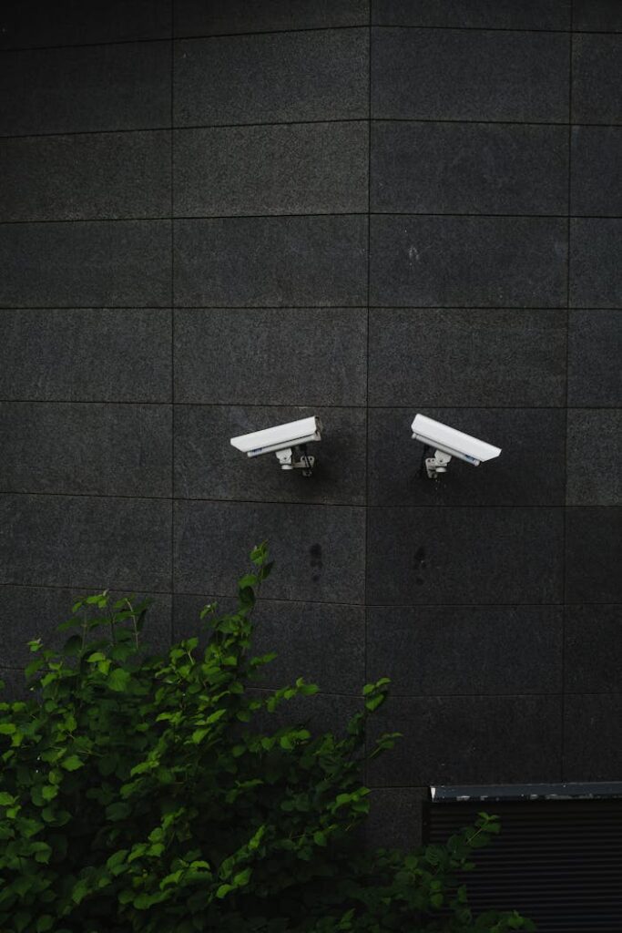 Security Cameras Mounted on the Wall for Surveillance